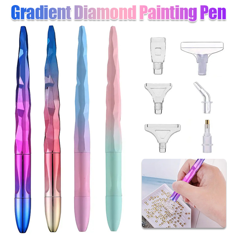 Resin Art Canvas - ชุดปากกาเพ้นท์เพชรไล่เฉดสีพร้อมหัวปากกา 6 แบบ อุปกรณ์งานศิลปะ DIY ของขวัญคริสต์มาสสำหรับคนรักการเพ้นท์