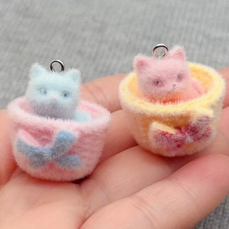 Resin Art Earrings - จี้แมวเรซิน 3D แบบนุ่ม 4 ชิ้น สำหรับทำเครื่องประดับ