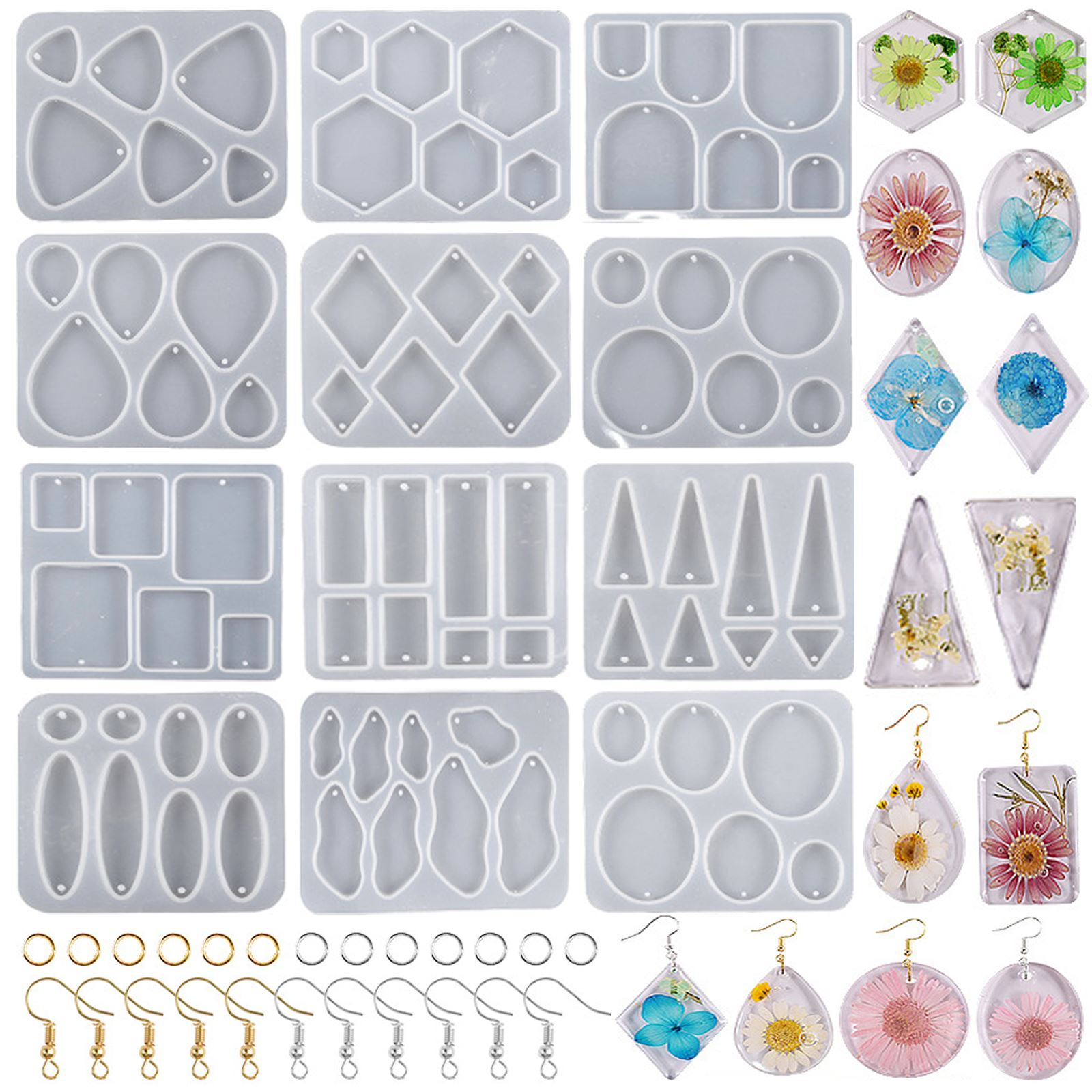 Uv Resin Clear Hard - เรขาคณิตต่างหูห้อยระย้าซิลิโคนแม่พิมพ์สำหรับอีพ็อกซี่เรซิ่น DIY ต่างหูพวงกุญแจสร้อยคอ Charms ซิลิโคนเรซินแม่พิมพ์เครื่องประดับทำ
