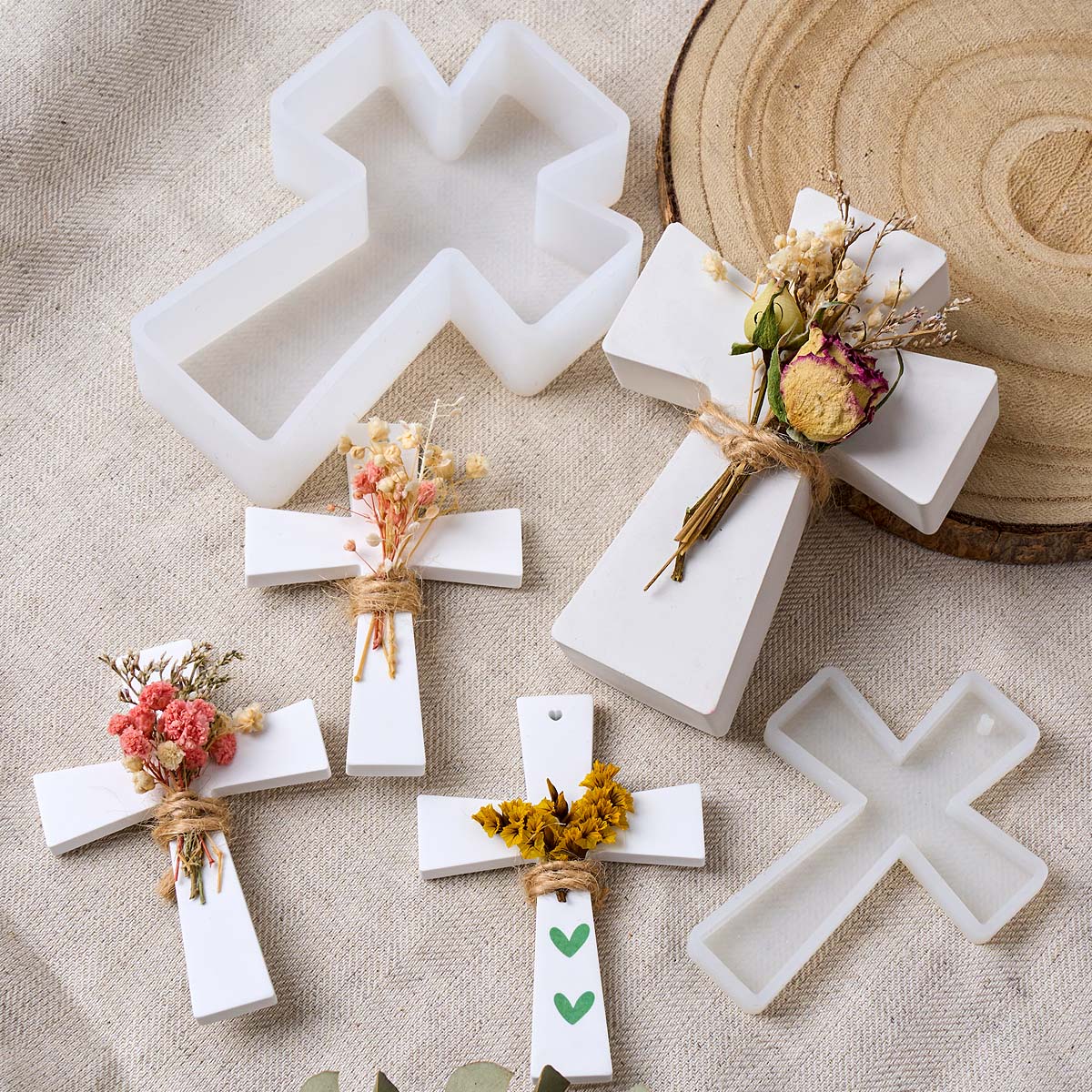Coaster Mold Square - แม่พิมพ์เทียนซิลิโคนรูปกากบาท DIY สำหรับทำเครื่องประดับคริสต์มาส งานฝีมือ ทำสบู่หอม ปูนปลาสเตอร์
