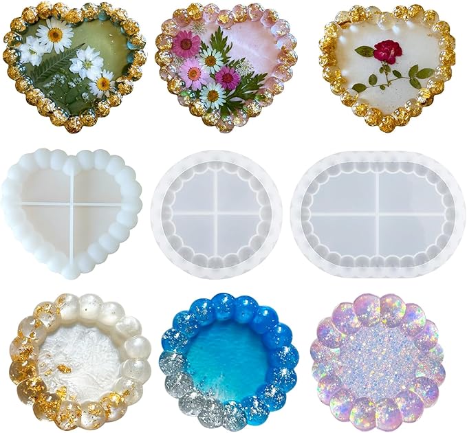 Resin Art Tray - แม่พิมพ์ซิลิโคนสำหรับถาดเรซิ่นแบบฟองอากาศ ทำเองได้ ใช้ทำถาดใส่เครื่องประดับ ถาดปูนปลาสเตอร์ แม่พิมพ์แผ่นรองแก้ว สำหรับเรซิ่นอีพ็อกซี่