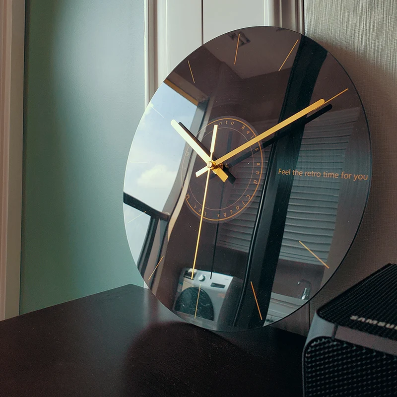 Resin Art Wall Clock - Luxury Silent Wall นาฬิกาห้องนั่งเล่นแก้วนาฬิกา Wall Home