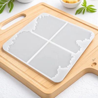 Coaster Mold Square - แม่พิมพ์ซิลิโคนอีพ็อกซี่คริสตัล DIY 1 ชิ้น รูปทรงคลื่นทะเลแบบไม่สม่ำเสมอ สำหรับทำที่รองแก้ว