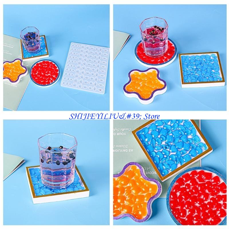 Coaster Mold Square - E21F แม่พิมพ์สำหรับหล่อเรซินอีพ็อกซี่เรซินแม่พิมพ์ DIY Love แม่พิมพ์ซิลิโคน