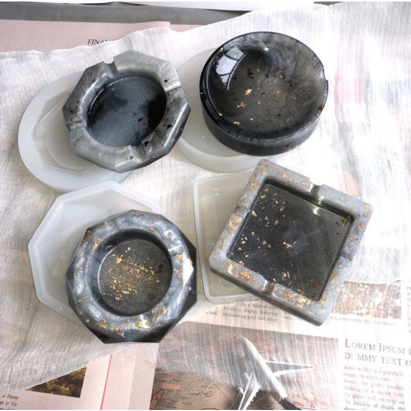Resin Art Tray - ซิลิโคน Ashtray แม่พิมพ์คริสตัลเรซิ่น Ashtray ถาดแม่พิมพ์ไม่สม่ําเสมอแม่พิมพ์ซีเมนต์ Coasters