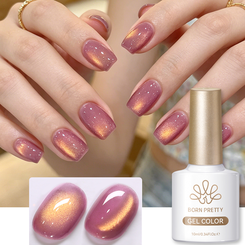 Resin Art For Rose - BORN PRETTY 10 มล. สีสการ์เล็ตเจด ยาทาเล็บเจลแม่เหล็กสีชมพูทอง