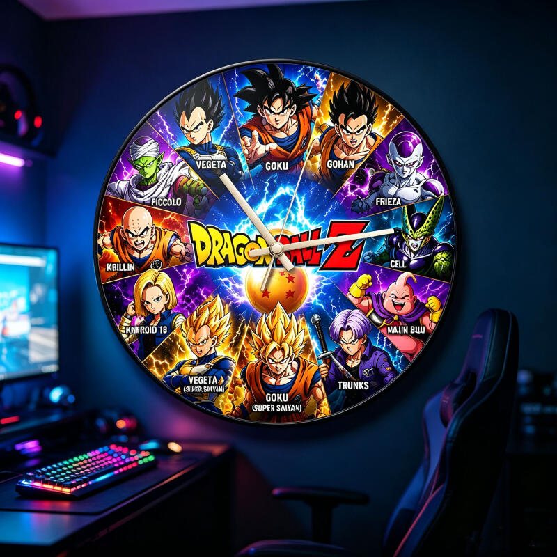 Resin Art Wall Clock - นาฬิกาแขวนผนังทรงกลมลายดราก้อนบอล Z แบบเงียบ ไม่มีเสียงติ๊กต็อก เหมาะสำหรับตกแต่งห้องนอน ห้องนั่งเล่น