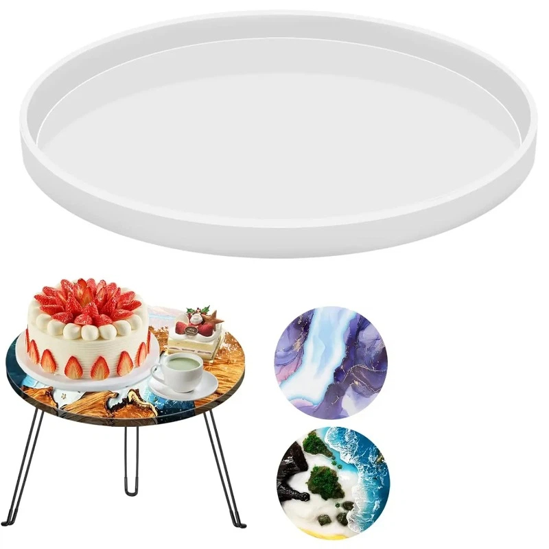 Resin Art Tray - แม่พิมพ์เรซิ่นสำหรับโต๊ะอีพ็อกซี่ทรงกลม, แม่พิมพ์เรซิ่นสำหรับเขียงชาร์คูเตอรีขนาดใหญ่, แม่พิมพ์ถาดเรซิ่นสำหรับตกแต่งบ้าน DIY แบบใช้ซ้ำได้สำหรับงานเรซิ่นริเวอร์