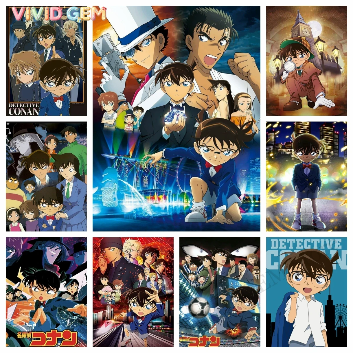 Resin Art Canvas - VIVID GEM 2024 ภาพเพชรใหม่ นักสืบโคนัน ภาพปักคริสตัลแบบเต็มพื้นที่