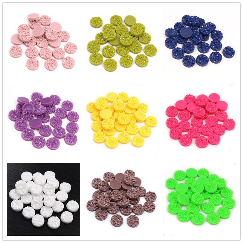 Resin Art Earrings - 40pcs เรซิ่น Druzy Cabochons โดม 8/10/12