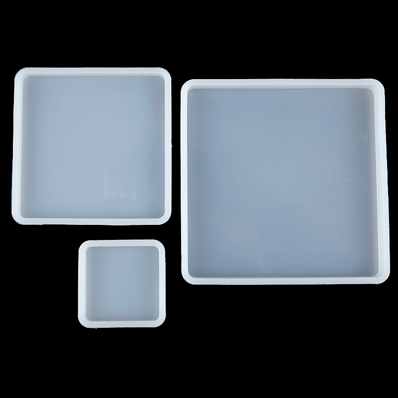 Resin Art Tray - แม่พิมพ์ซิลิโคนทรงสี่เหลี่ยมสำหรับหล่ออีพ็อกซี่ ใช้ทำถาดเรซิน ที่รองแก้ว และเครื่องประดับ DIY【SMQ】
