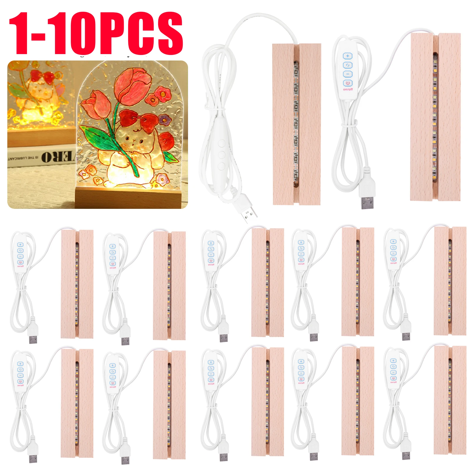 Resin Art Stand - ฐานไม้ LED สำหรับตกแต่งเรซิ่น งานฝีมือ ไฟประดับ 1-10