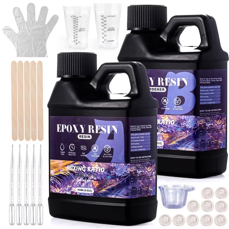 Uv Resin Clear Hard - ผสมง่าย 1:1 ชุดเรซินอีพ็อกซี่คริสตัลใส-ไม่สีเหลืองไม่มีฟอง Self Leveling Casting