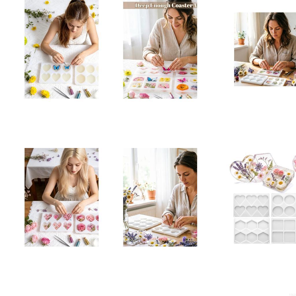 Coaster Mold Square - รอบแม่พิมพ์ซิลิโคนสำหรับอีพ็อกซี่เรซิ่น,การเก็บรักษาดอกไม้ Handcraft