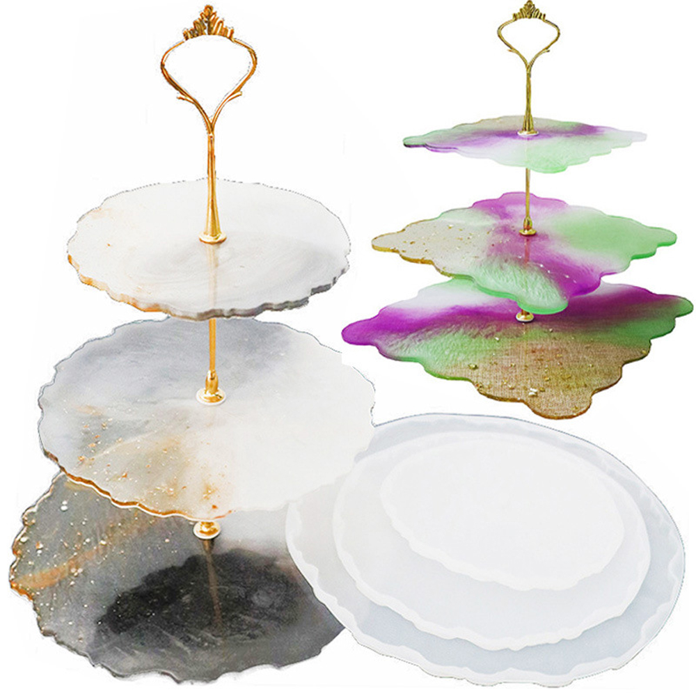 Coaster Mold Square - ถาดใหญ่แม่พิมพ์ซิลิโคน Sweet Home ของเหลวศิลปินทํา 3 ชั้นไม่สม่ําเสมอรอบสแควร์