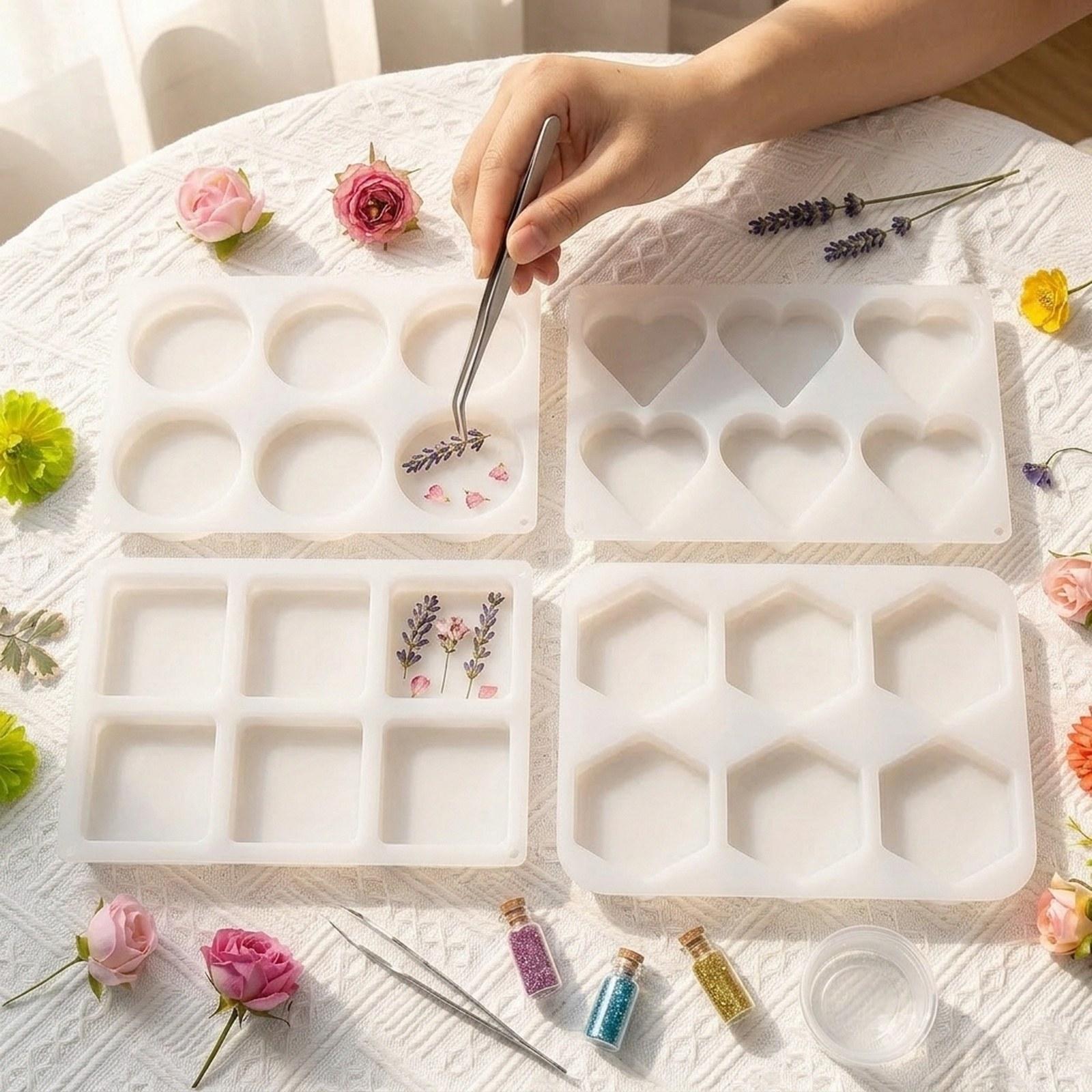 Coaster Mold Square - แม่พิมพ์เรซิ่นแบบลึก 4 ชิ้น ของขวัญสำหรับงานเรซิ่นอีพ็อกซี่ DIY งานฝีมือ