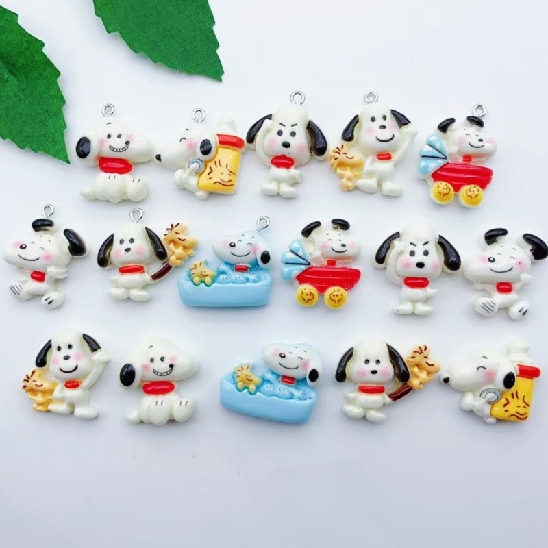 Resin Art Earrings - จี้รูปสุนัขการ์ตูนเรซิ่น 12 ชิ้น, ต่างหูทำเอง DIY, อุปกรณ์เสริมพวงกุญแจ