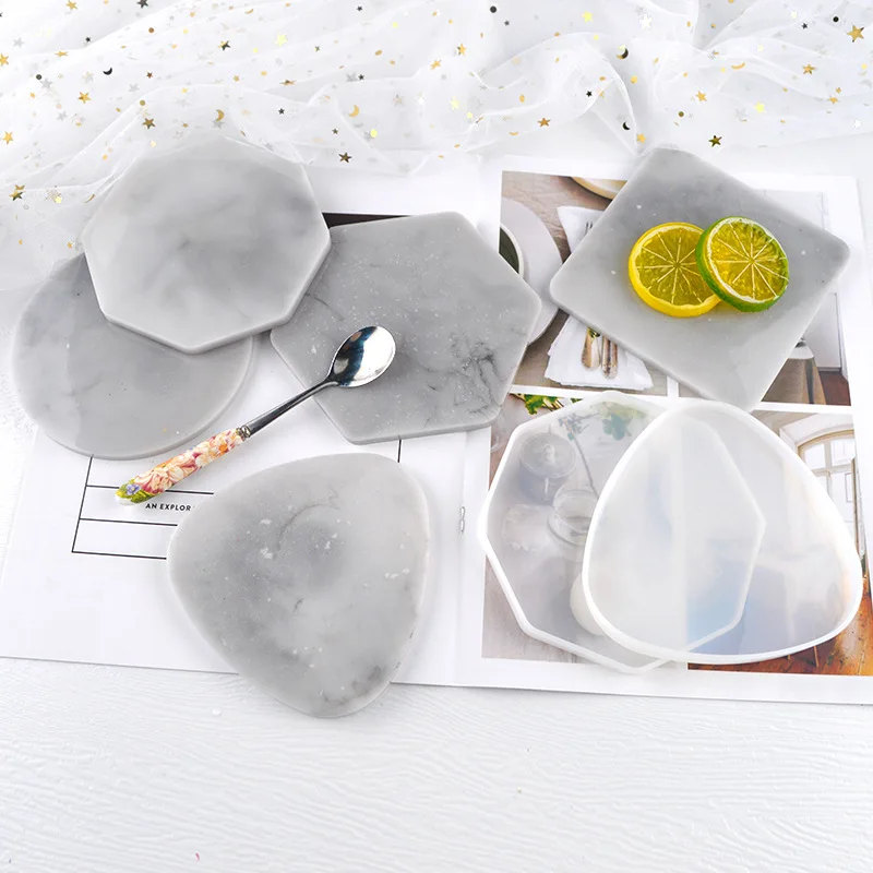 Coaster Mold Square - Multi-สไตล์เรขาคณิต Coaster แม่พิมพ์สามเหลี่ยมรอบถาดสแควร์แม่พิมพ์ซิลิโคนเรซิ่นอีพ็อกซี่คริสตัลยิปซั่มซีเมนต์ตารางแม่พิมพ์ของขวัญ