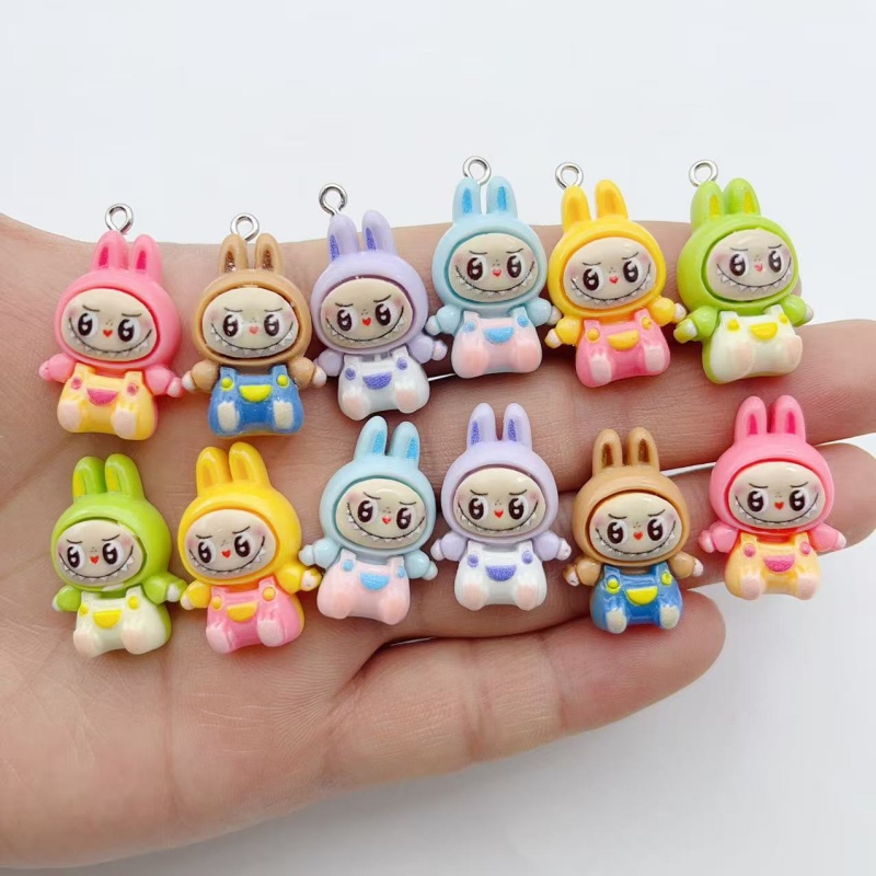 Resin Art Earrings - ชาร์มเรซิ่นรูปบ้านกระต่ายสตรอว์เบอร์รี่น่ารัก 10 ชิ้น จี้รูปสัตว์การ์ตูนน่ารักสำหรับต่างหู พวงกุญแจ ทำเครื่องประดับ