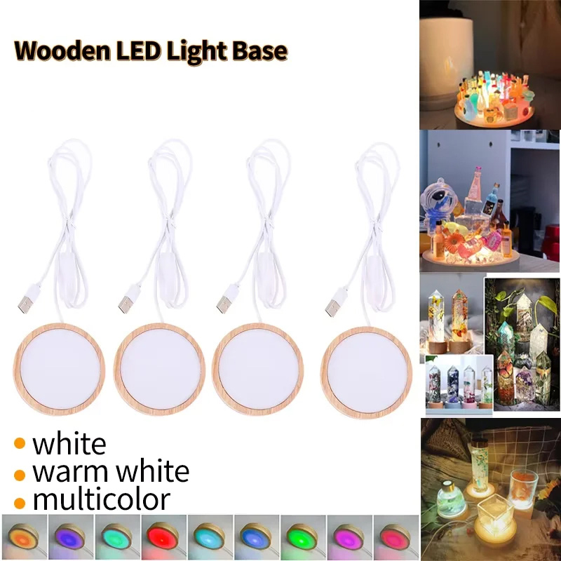 Resin Art Stand - ฐานไฟ LED สำหรับตกแต่ง 3 มิติ ฐานไม้สำหรับวางโคมไฟ