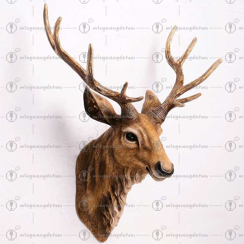 Resin Art Handmade - หัวกวางปลอมขนาด 17 นิ้ว ของตกแต่งผนังรูปสัตว์ งานแฮนด์เมด ของตกแต่งบ้านสไตล์ฟาร์มเฮาส์