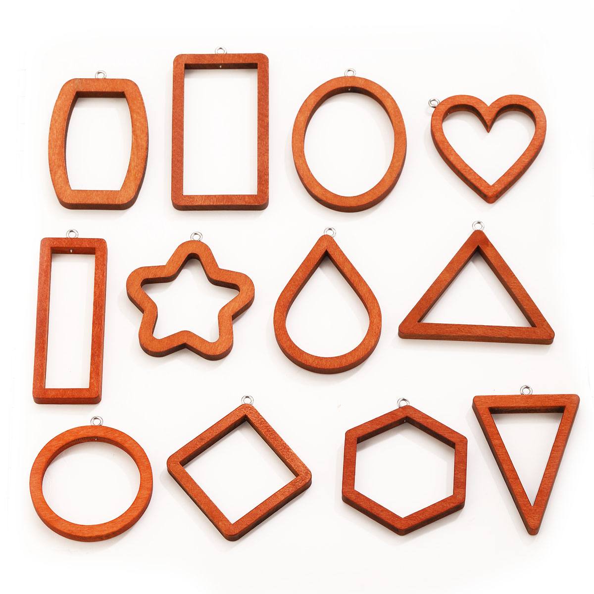 Resin Art Earrings - จี้รูปทรงเรขาคณิตไม้รูปสามเหลี่ยมและสี่เหลี่ยม 10 ชิ้น สำหรับต่างหู สร้อยข้อมือ ตัวเชื่อมต่อ