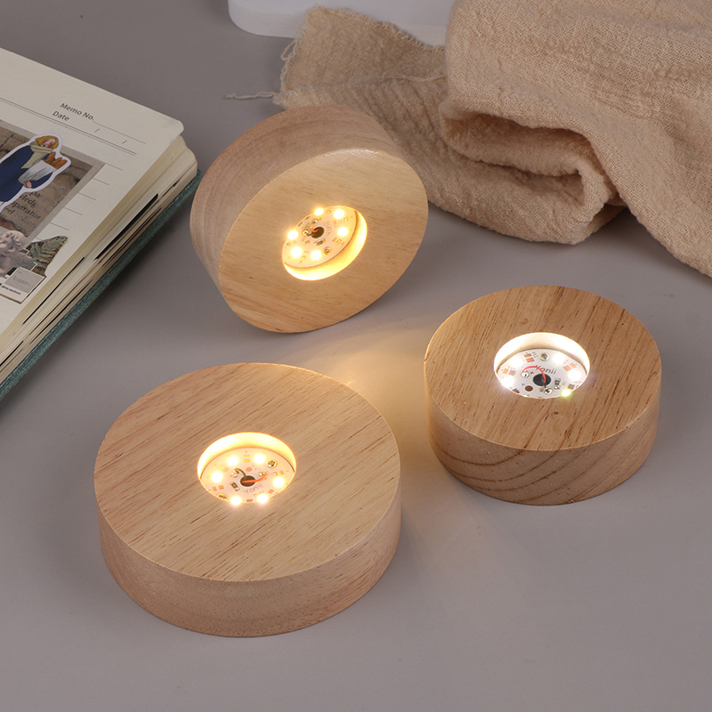 Resin Art Stand - แบตเตอรี่ดําเนินการ 8/10 ซม.รอบไม้ LED Light ขาตั้งฐานผู้ถือสามารถ