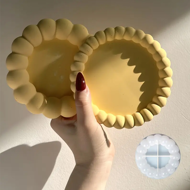 Resin Art Tray - แม่พิมพ์ซิลิโคนถาดรองแก้วทรงกลม DIY เหมาะสำหรับถาดเก็บเครื่องประดับเรซิน DIY ถาดปูนปลาสเตอร์ งานฝีมือตกแต่งบ้าน