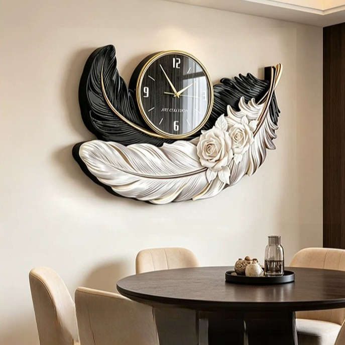 นาฬิกาแขวนผนังดีไซน์ขนนกสุดหรู - Resin Art Wall Clock บทวิจารณ์และราคา