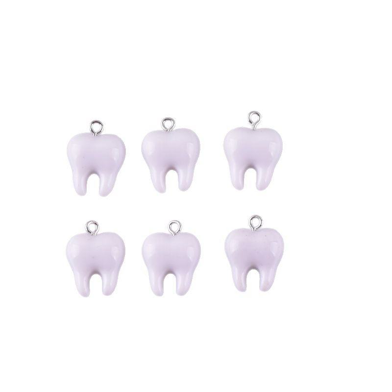 จี้เรซิ่นรูปฟันสีขาวน่ารัก 10  - Resin Art Earrings บทวิจารณ์และราคา