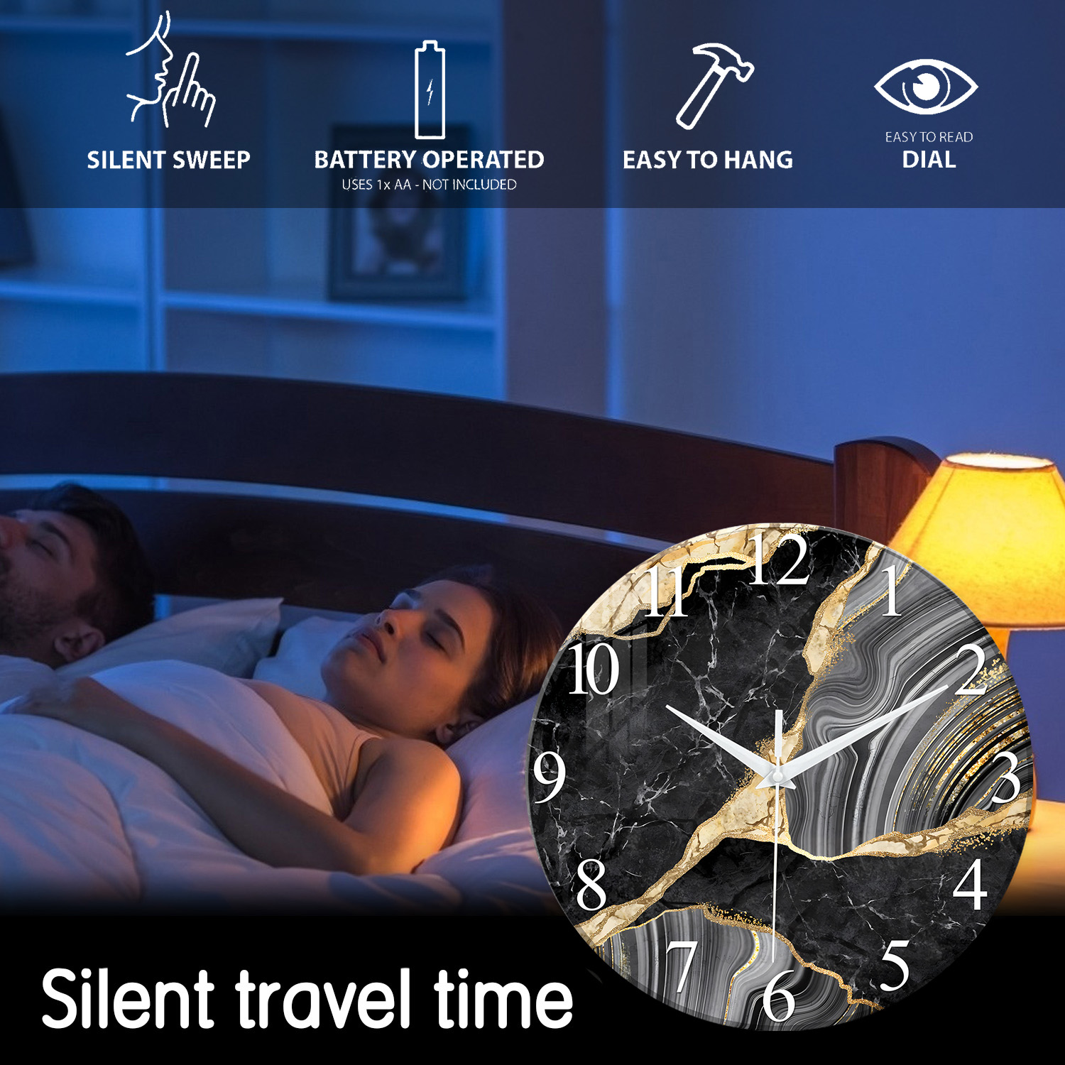 นาฬิกาแขวนผนังกระจกนิรภัยสไตล์ - Resin Art Wall Clock บทวิจารณ์และราคา