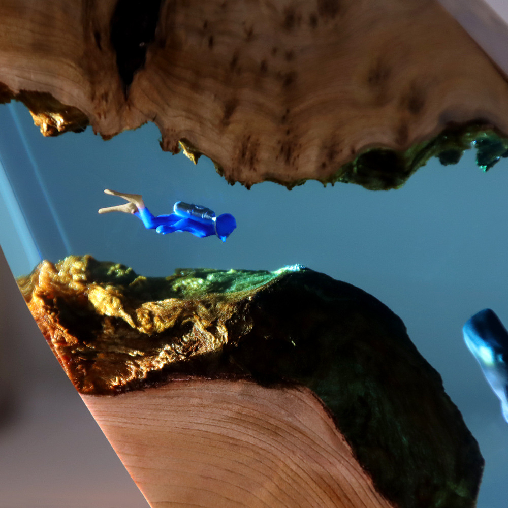 ของตกแต่งบ้านรูปนักดำน้ำในถ้ำใ - Resin Art Underwater บทวิจารณ์และราคา