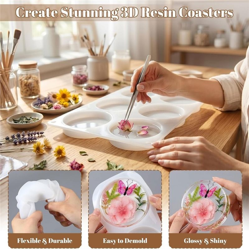 [ABFI!】 แม่พิมพ์เรซิ่นสำหรับงา - Coaster Mold Square บทวิจารณ์และราคา