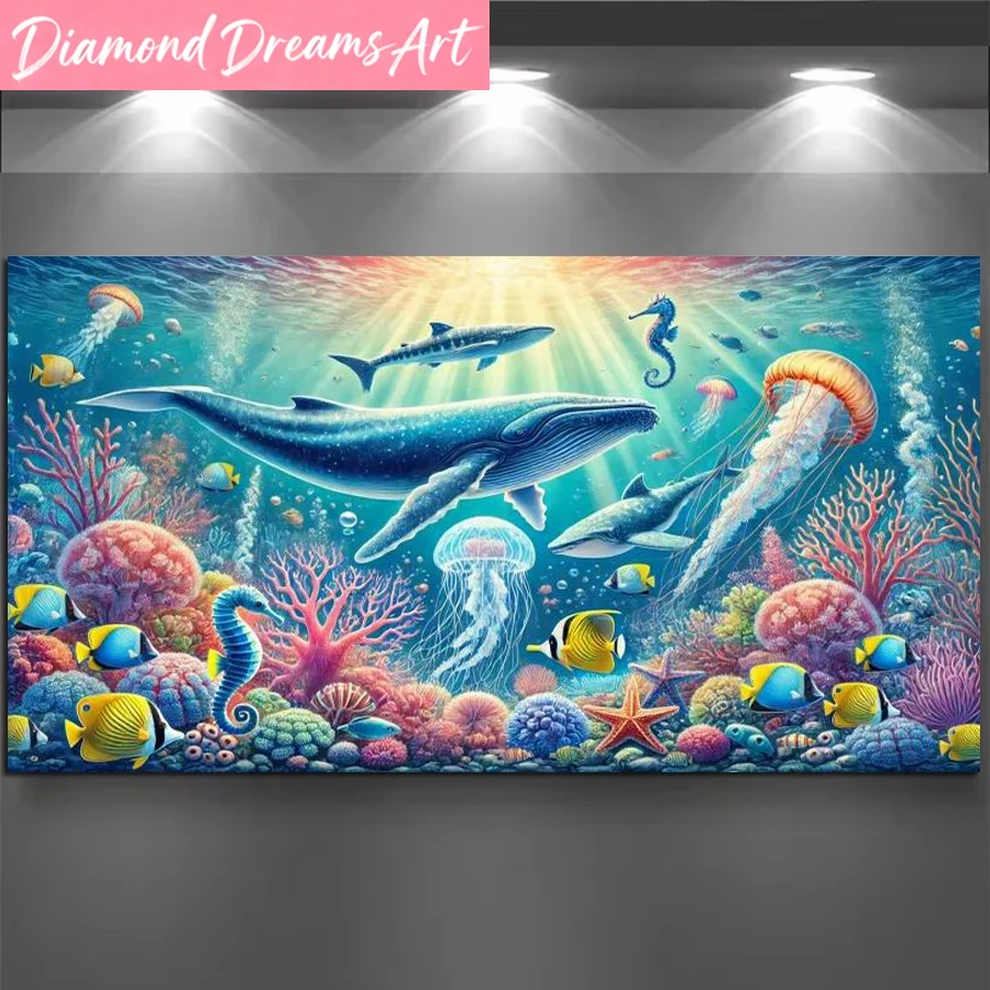 ภาพวาดเพชร DIY ขนาดใหญ่ รูปสัต - Resin Art Underwater บทวิจารณ์และราคา