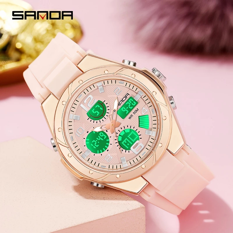 นาฬิกาข้อมือ SANDA สีชมพูสำหรั - Resin Art Underwater บทวิจารณ์และราคา