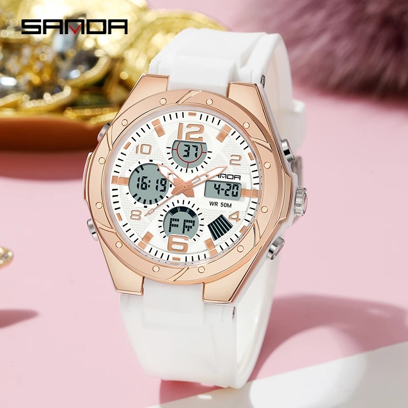 นาฬิกาข้อมือ SANDA สีชมพูสำหรั - Resin Art Underwater บทวิจารณ์และราคา