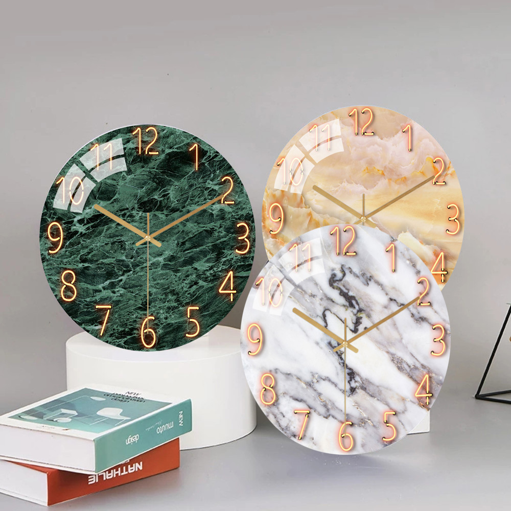 สีขาวหินอ่อน12นิ้ว Silent Non  - Resin Art Wall Clock บทวิจารณ์และราคา