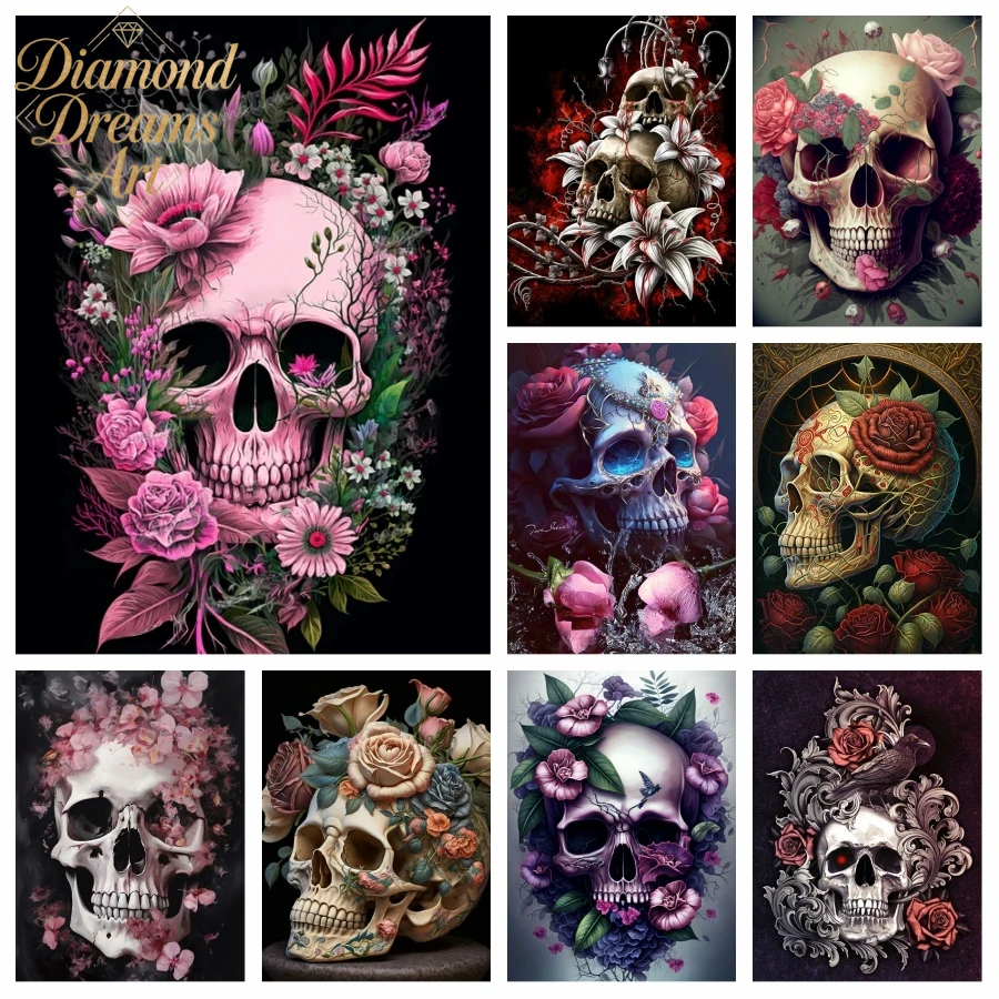 ภาพเพชรไร้กรอบลายหัวกะโหลกฮาโล - Resin Art For Rose บทวิจารณ์และราคา