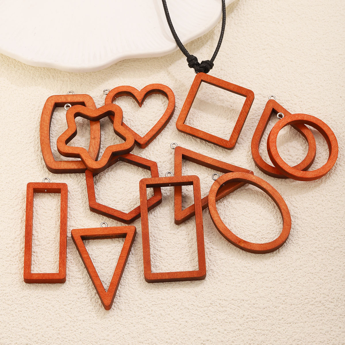 จี้รูปทรงเรขาคณิตไม้รูปสามเหลี - Resin Art Earrings บทวิจารณ์และราคา