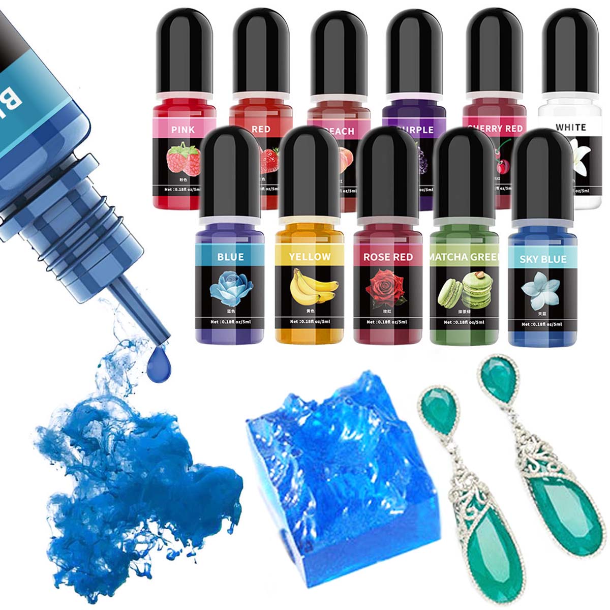 5 ml/ขวดอีพ็อกซี่เรซิ่นPigment - Resin Art Liquid บทวิจารณ์และราคา