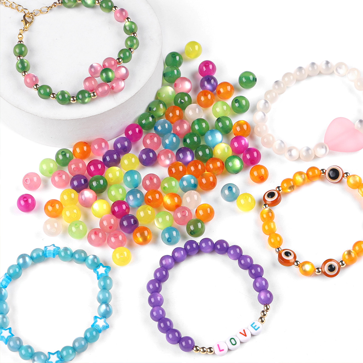 ลูกปัดเรซินเลียนแบบตาแมวทรงกลม - Resin Art Earrings บทวิจารณ์และราคา